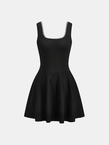 Rhinestone-Embellished Slim Fit Mini Dress