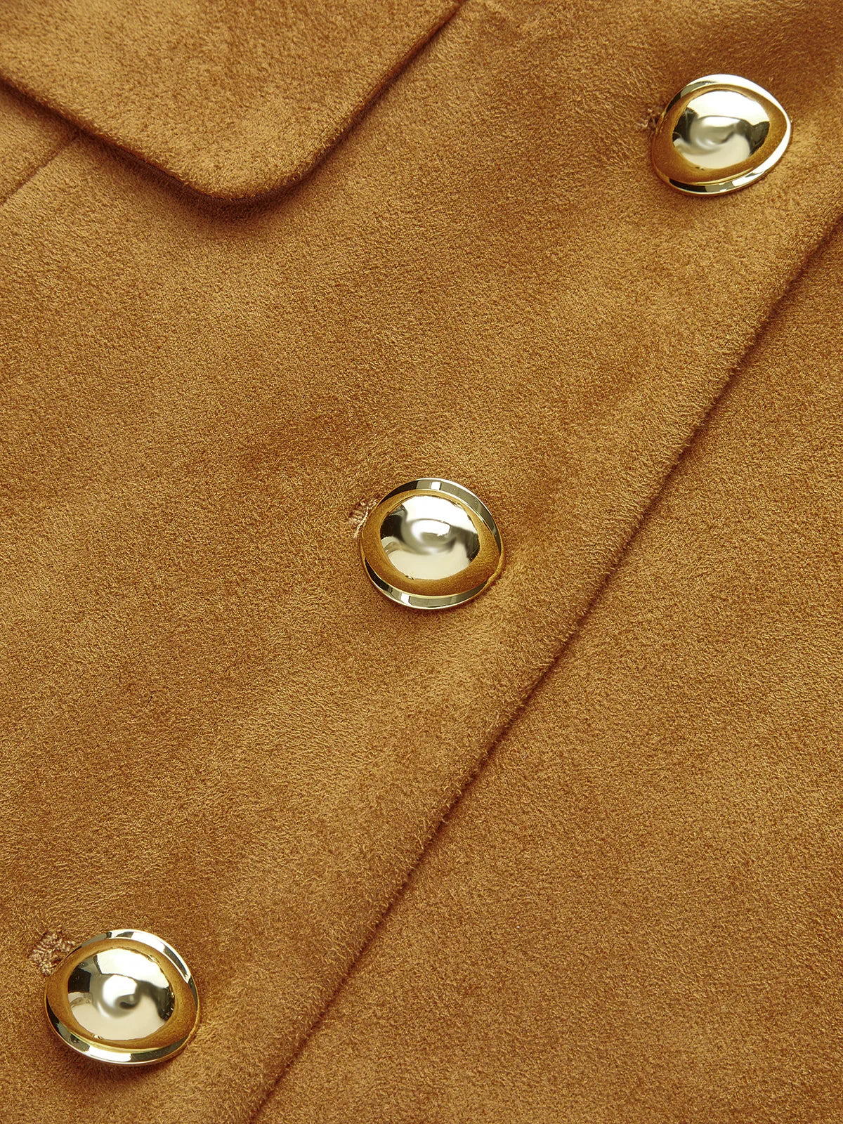 Metal Button Suede Effect Keyhole-Neck Mini Dress