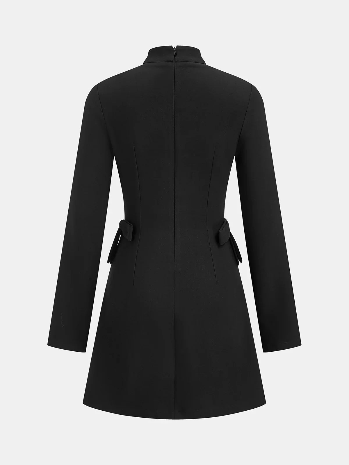 Mandarin Collar Bow Detail Mini Dress