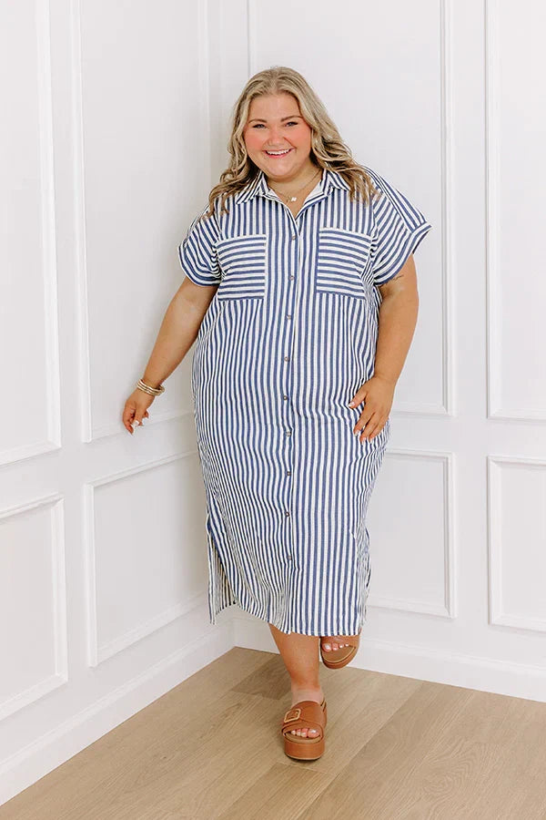 Coastal Charisma Stripe Midi Dress Curves