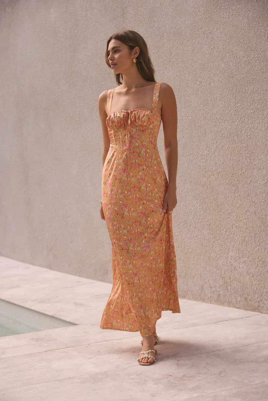 Florence Satin Maxi Dress Orange