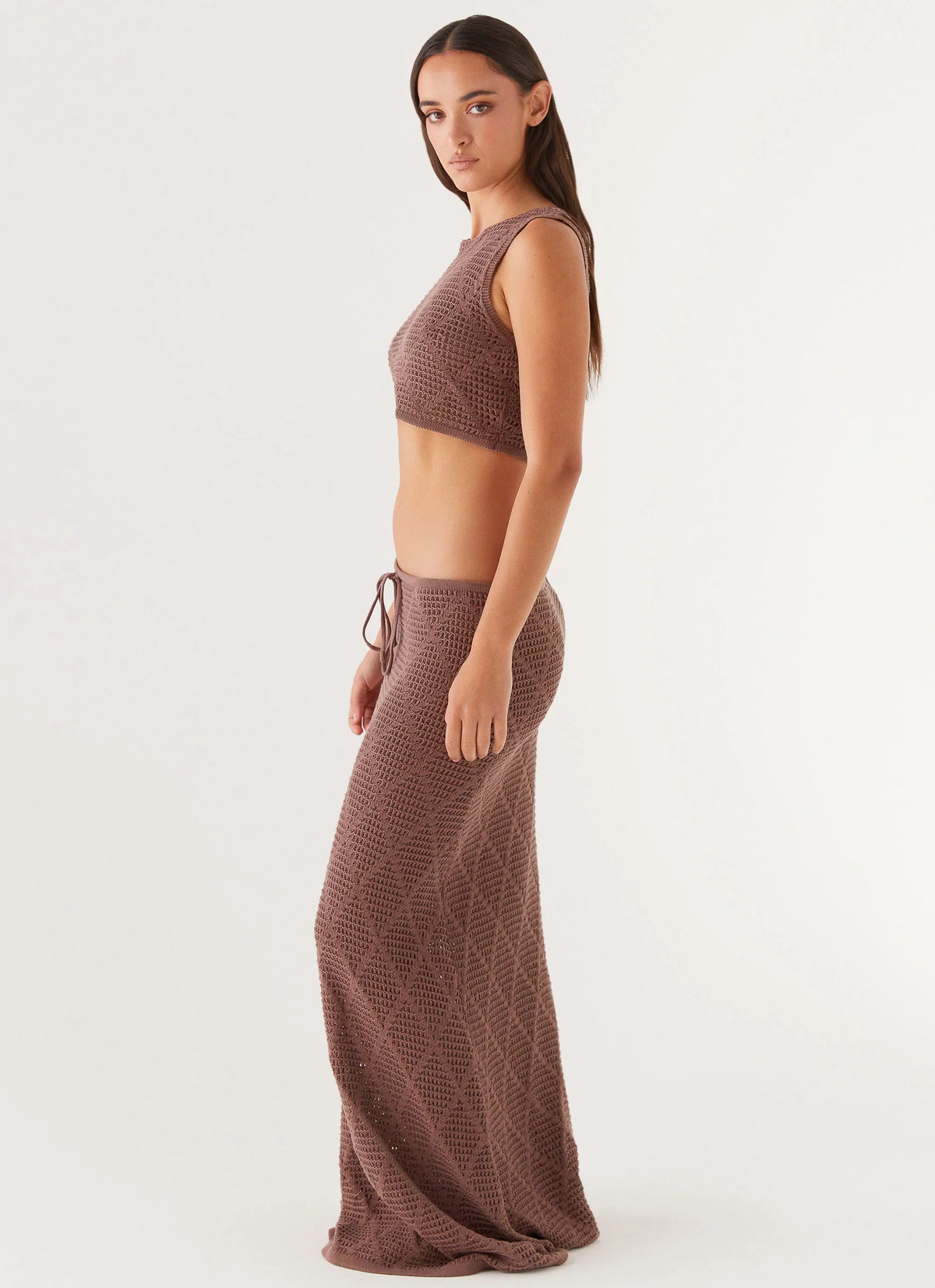Santonio Crochet Crop Top - Chocolate