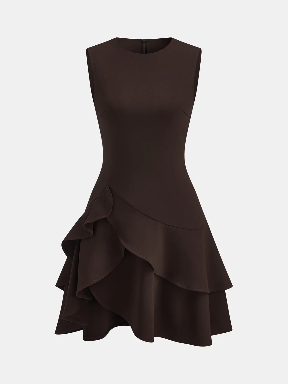 Asymmetric Ruffle Hem Sleeveless Mini Dress