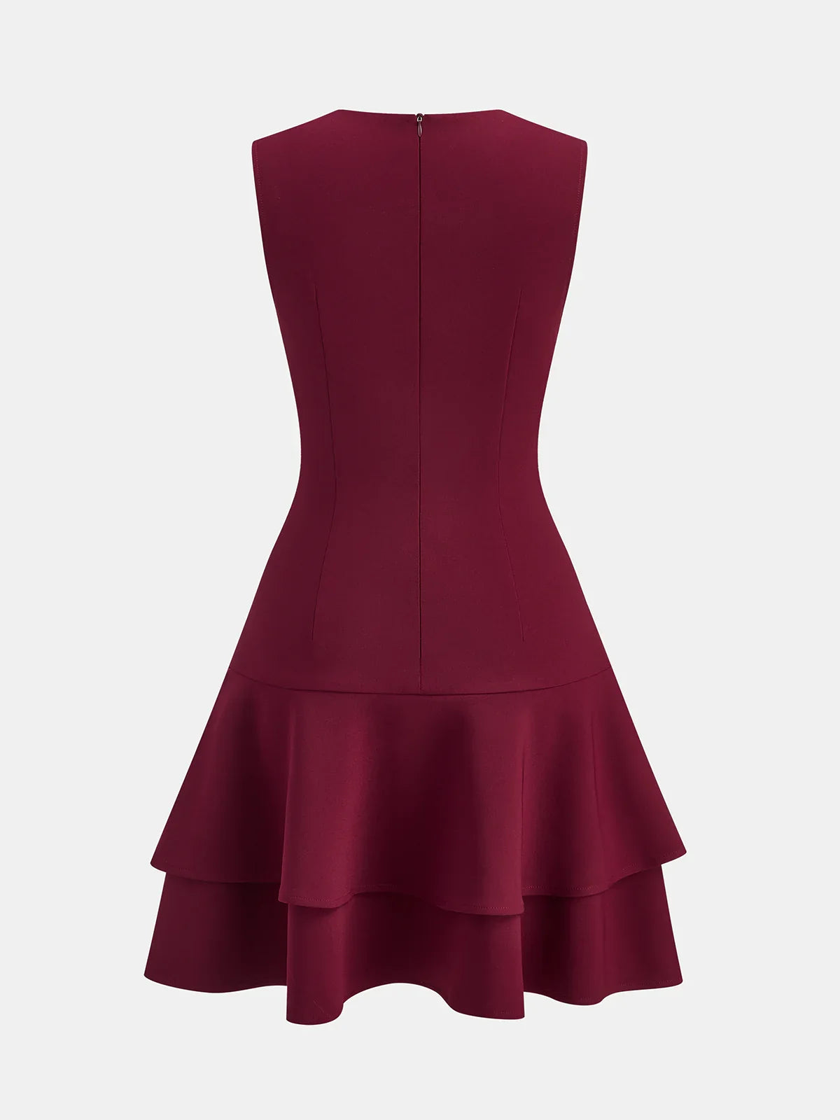 Asymmetric Ruffle Hem Sleeveless Mini Dress