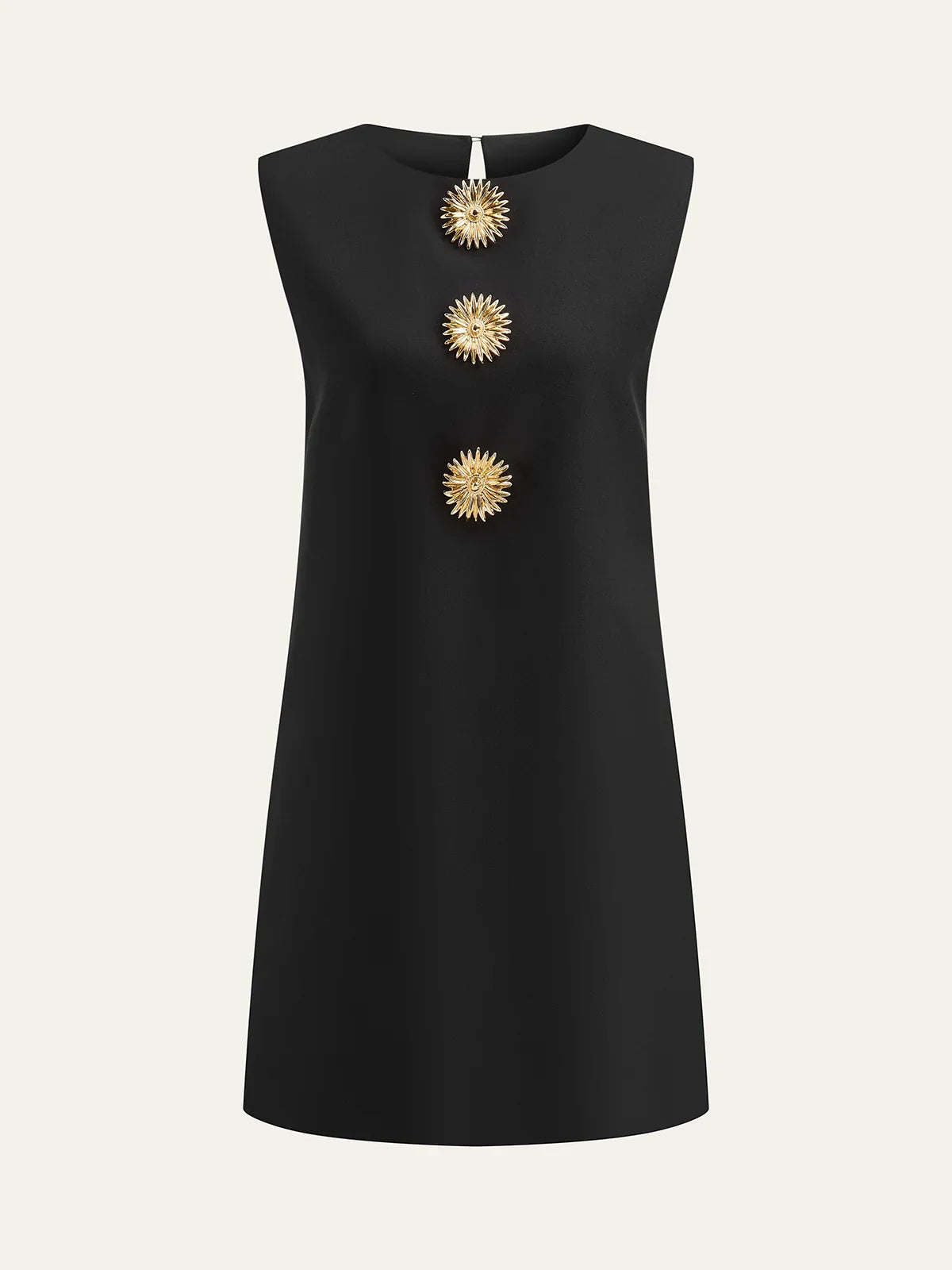 Metal Decor Sleeveless Mini Dress