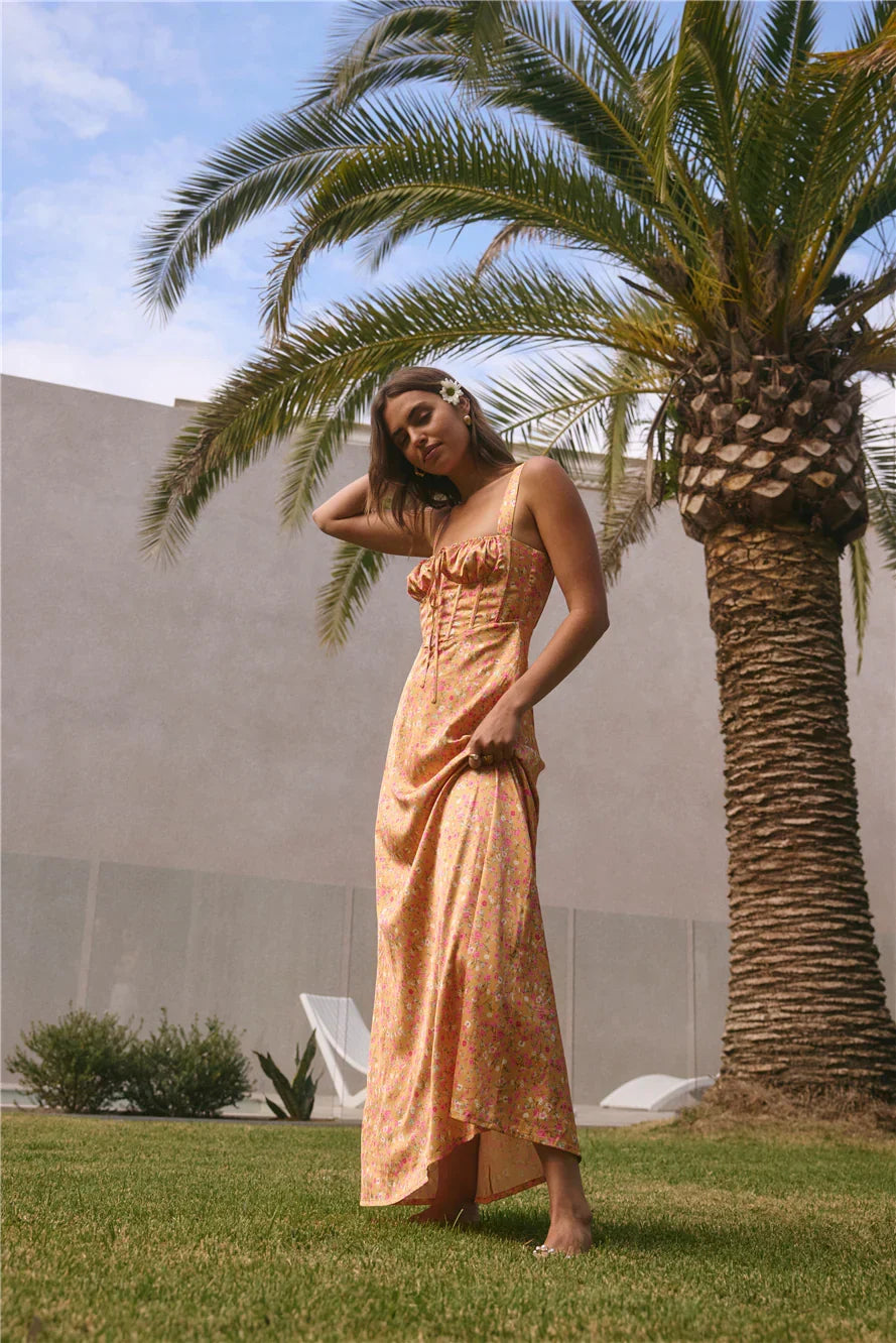 Florence Satin Maxi Dress Orange