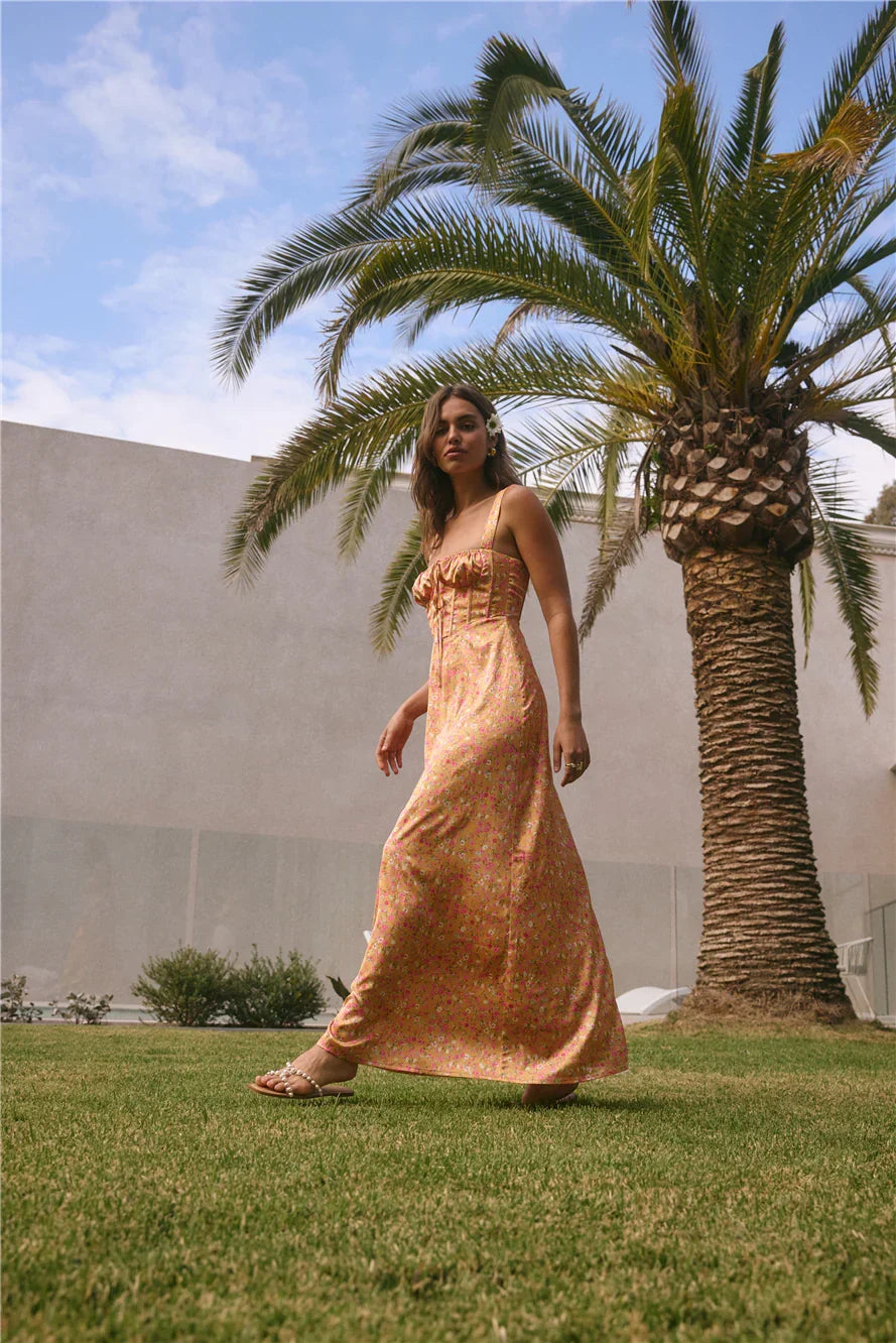 Florence Satin Maxi Dress Orange