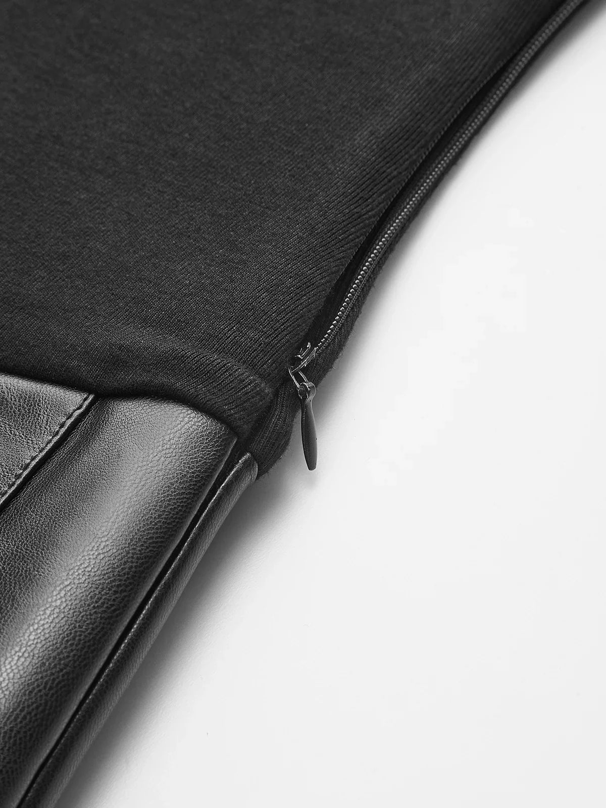 Faux Leather Pleated Panel Long Sleeve Dress