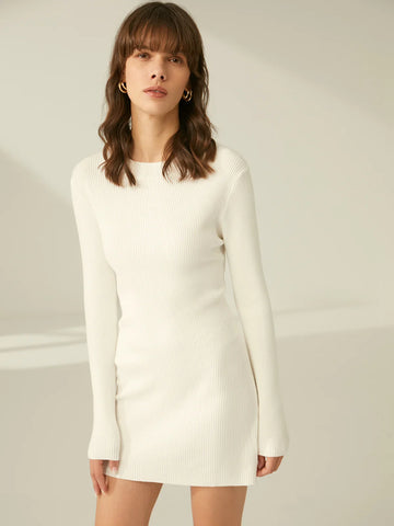 Ribbed Crewneck Sweater Dress
