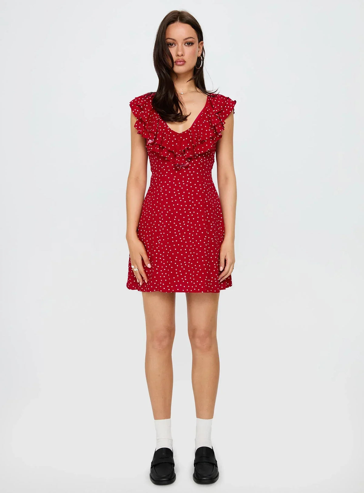 Cherry Schnapps Flutter Mini Dress Red Polka