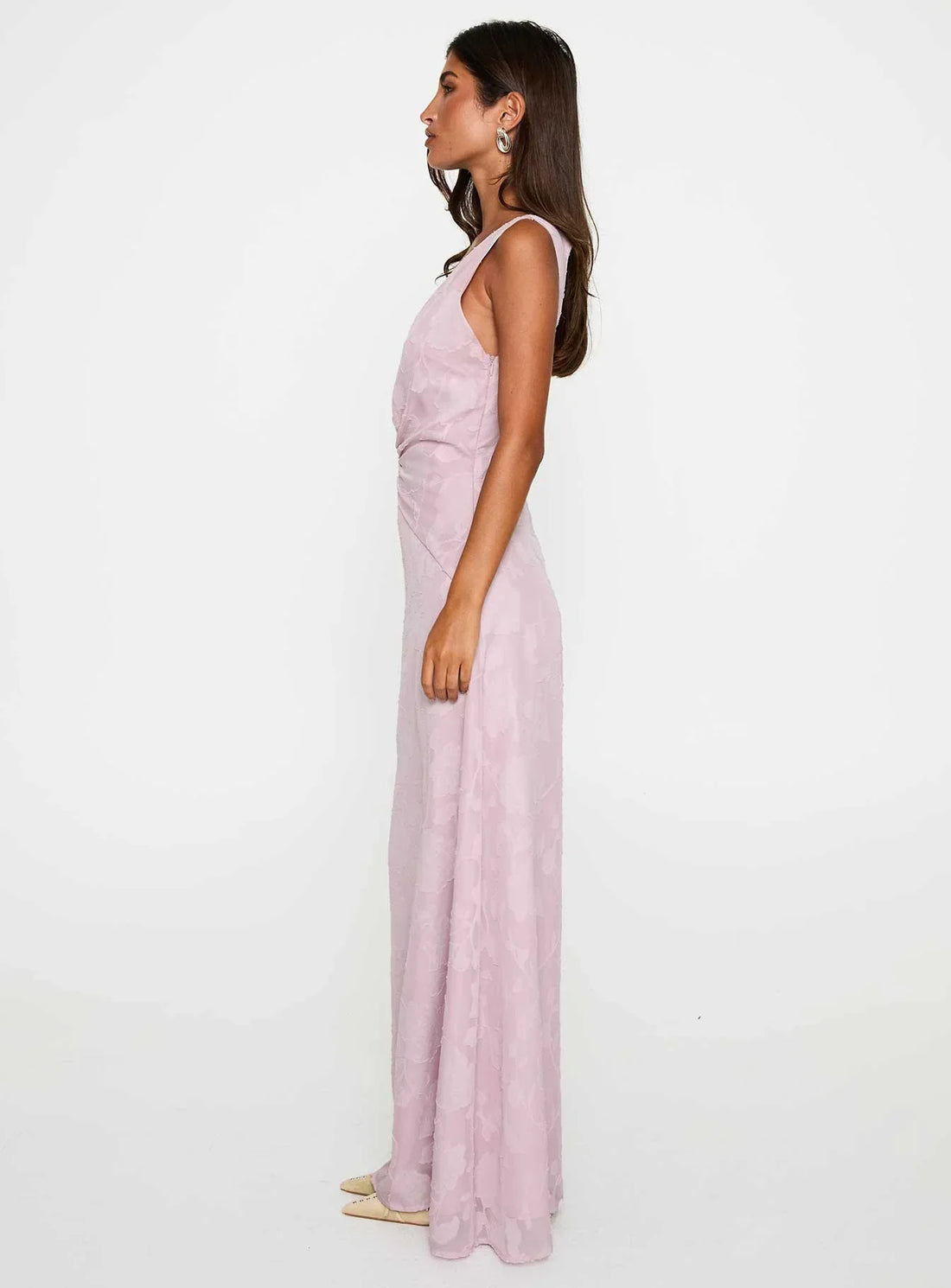 Frederica Plunge Burnout Maxi Dress Mauve