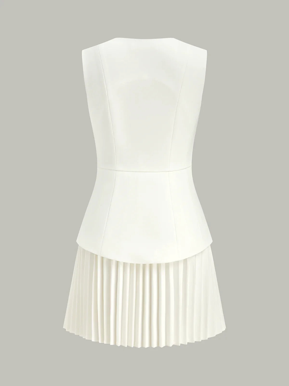 Sleeveless Metal Detail Pleated Mini Dress