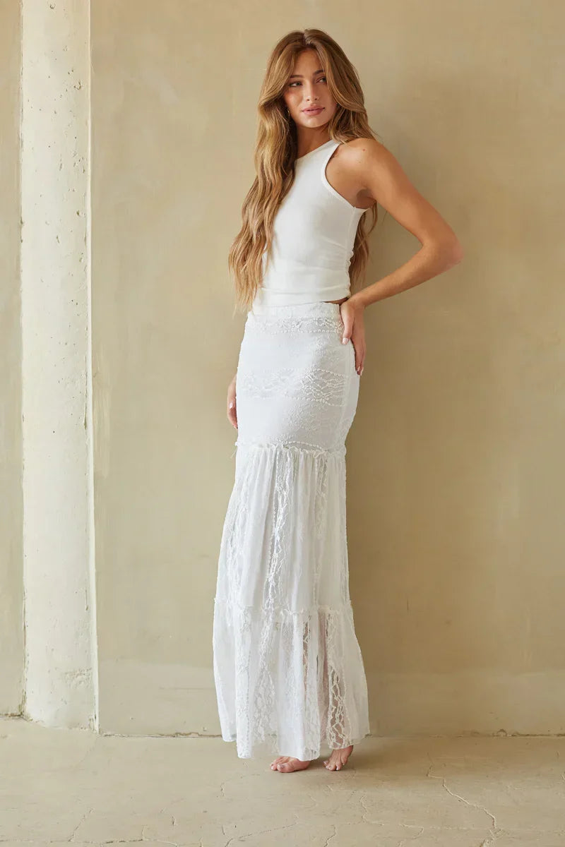 Fawn Lace Tiered Maxi Skirt