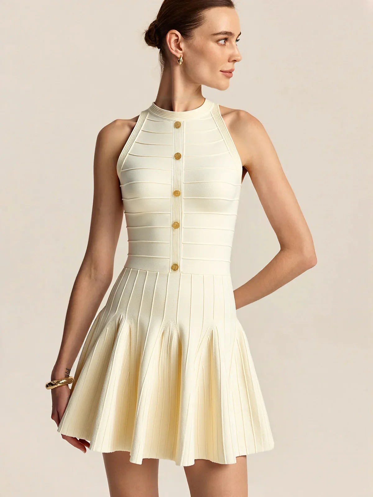 Halter Neck Backless Sweater Dress