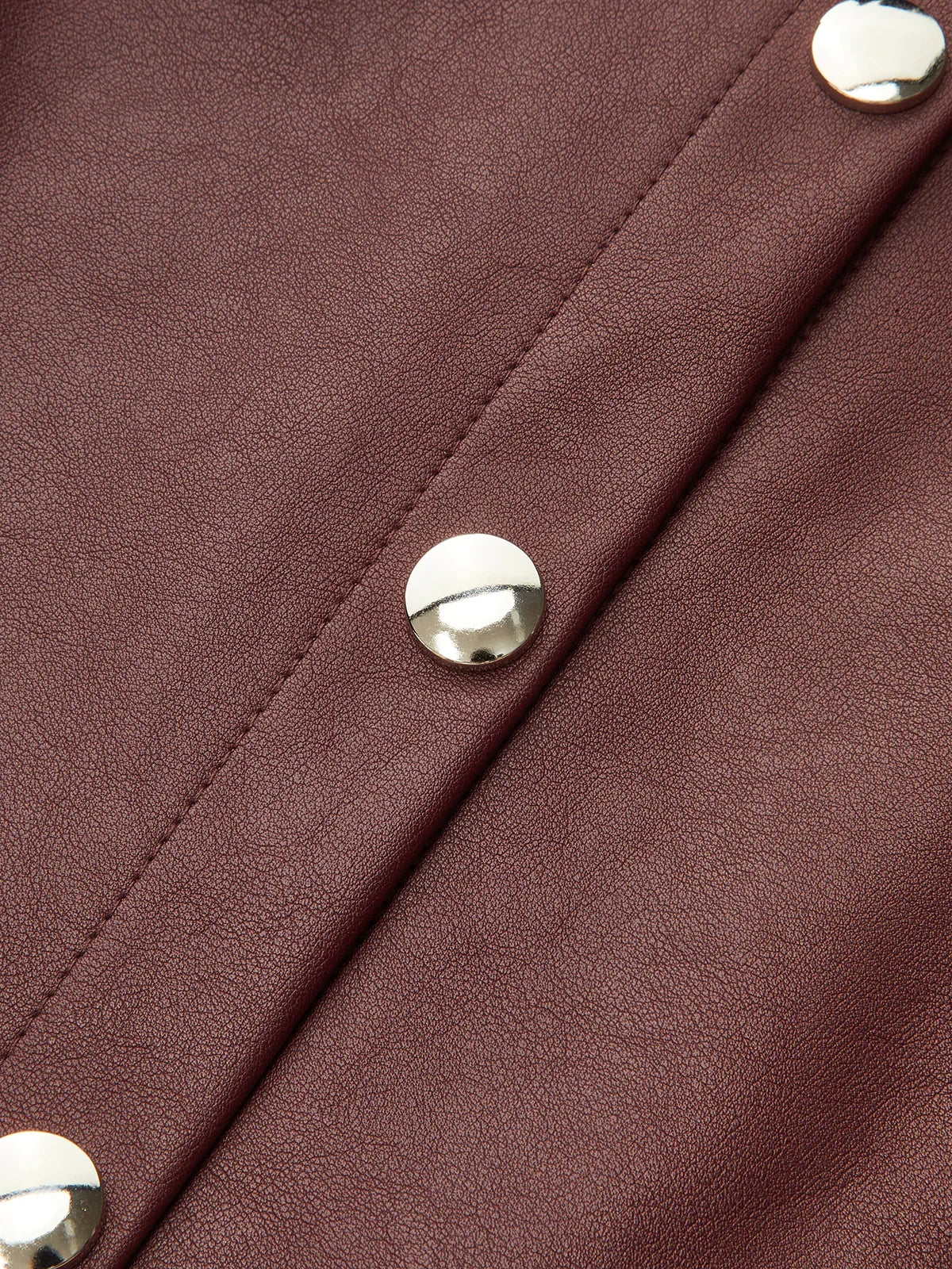 Double-Collar PU Leather Shirt Dress