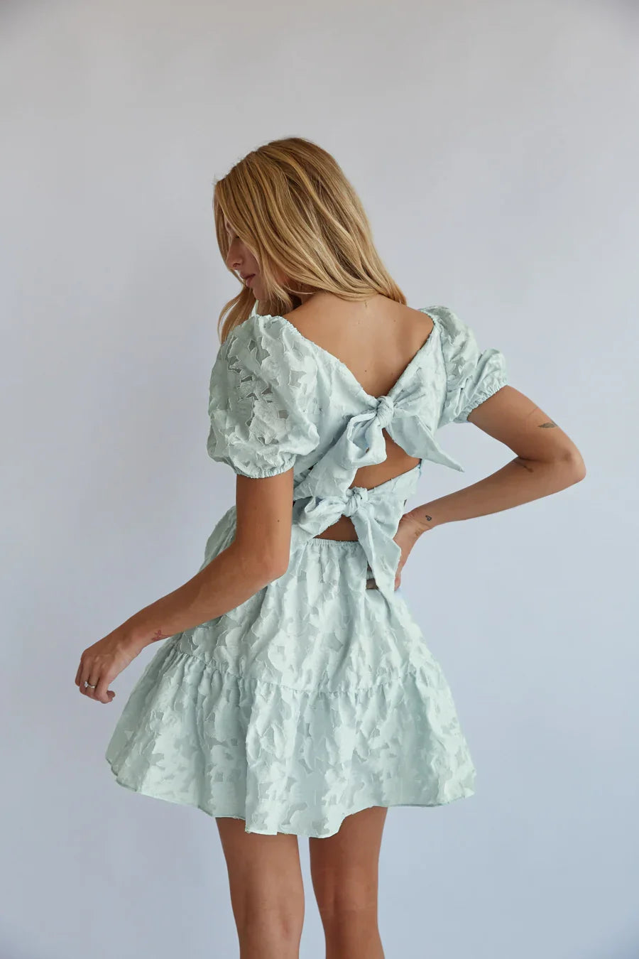 Whitley Tie Back Puff Sleeve Babydoll Mini Dress