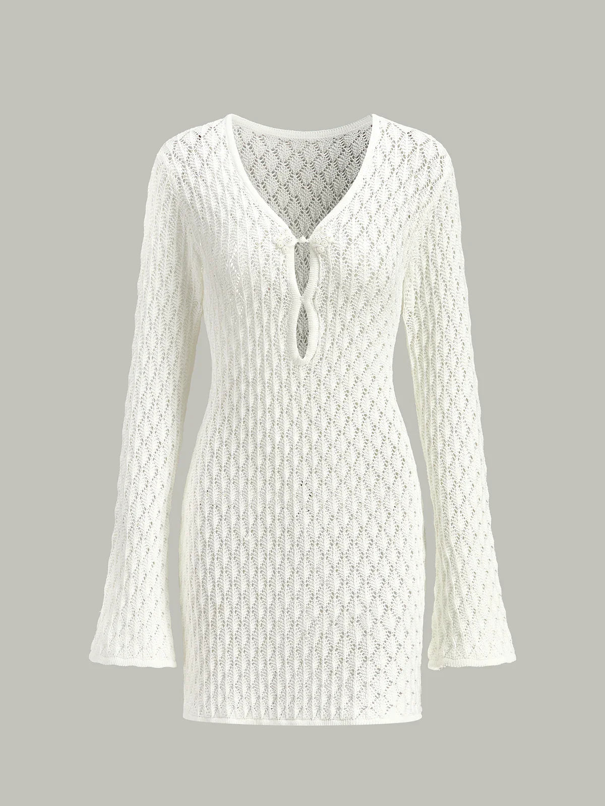 Sheer Knit Sweater Dress with Cut-Out Detail