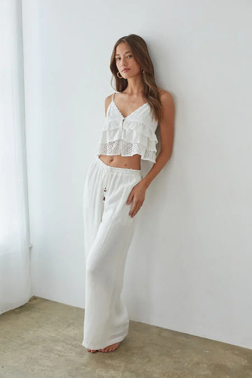 Margaret Ditsy Eyelet Tiered Ruffle Top