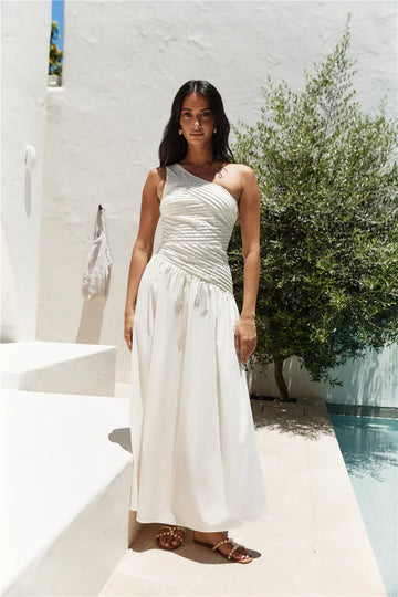 Lexi Loves Shoulder Maxi Dress Beige