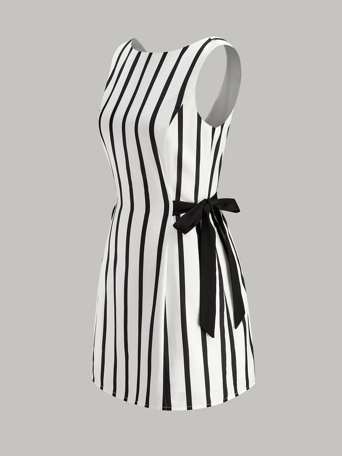 Striped Backless Dual-Sided Bow Zipper Dress