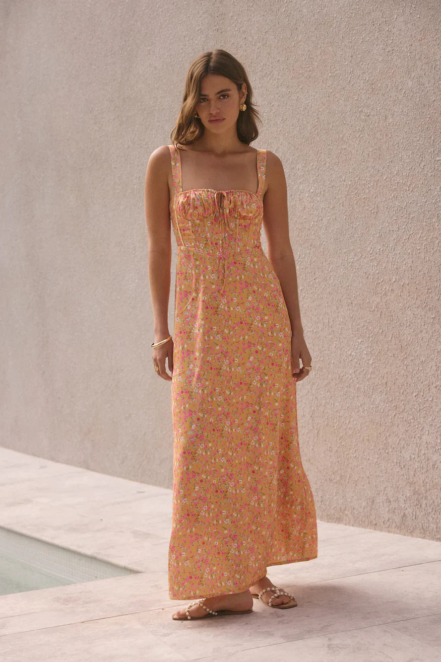 Florence Satin Maxi Dress Orange