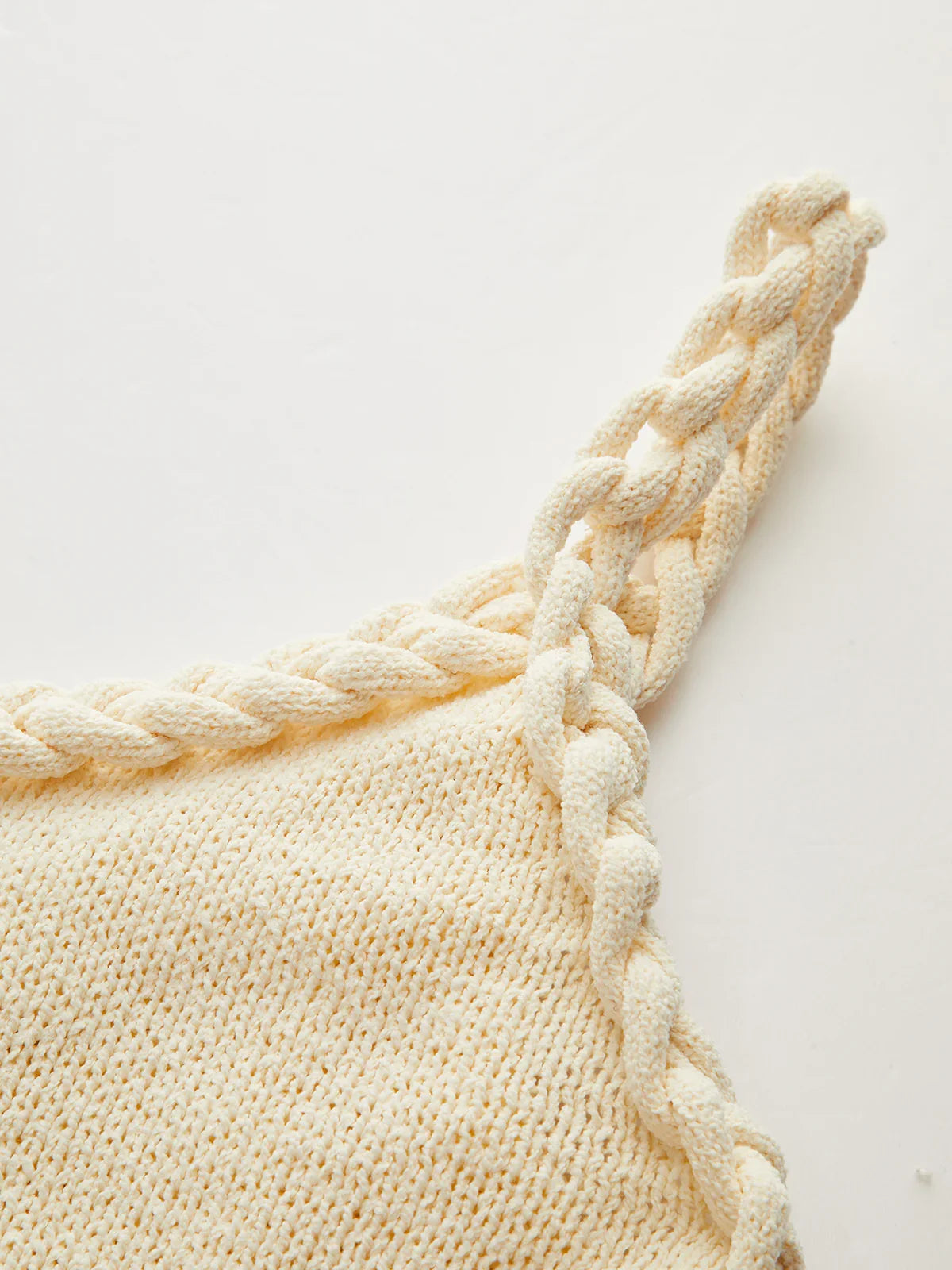 Braided Rope Strap Fringe Hem Sweater Dress