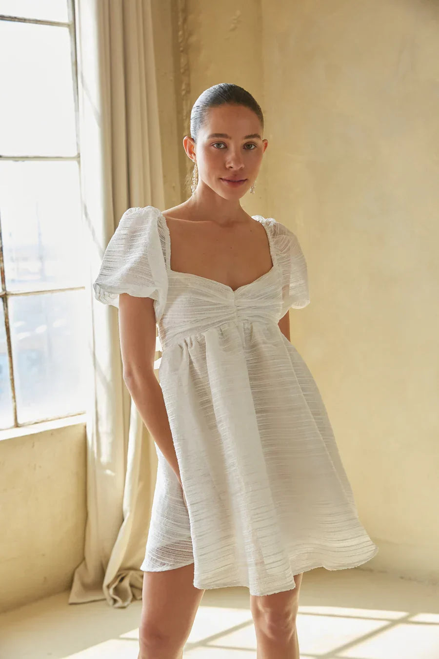 Parisa Puff Sleeve Babydoll Mini Dress
