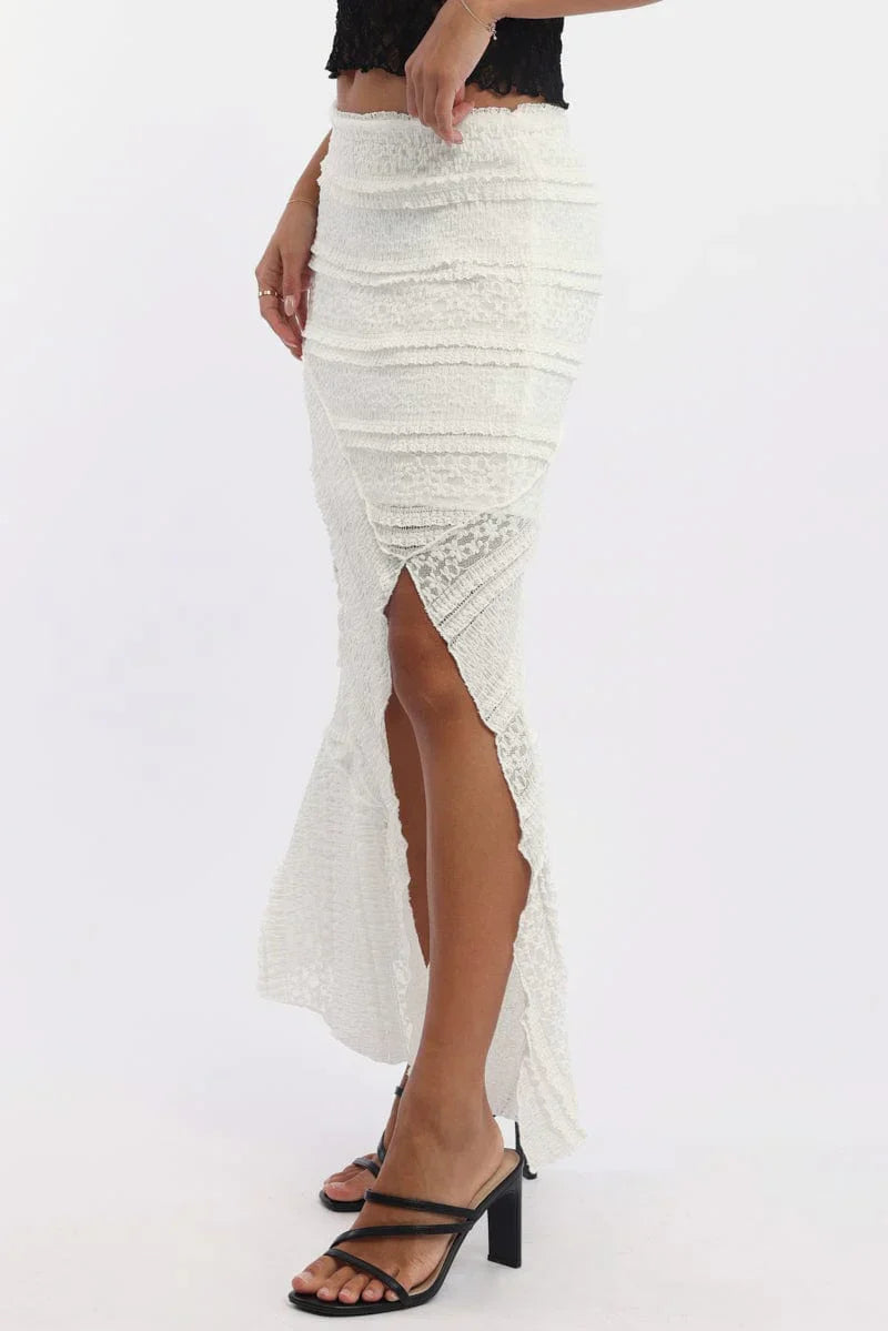 White Scarf Hem Lace Maxi