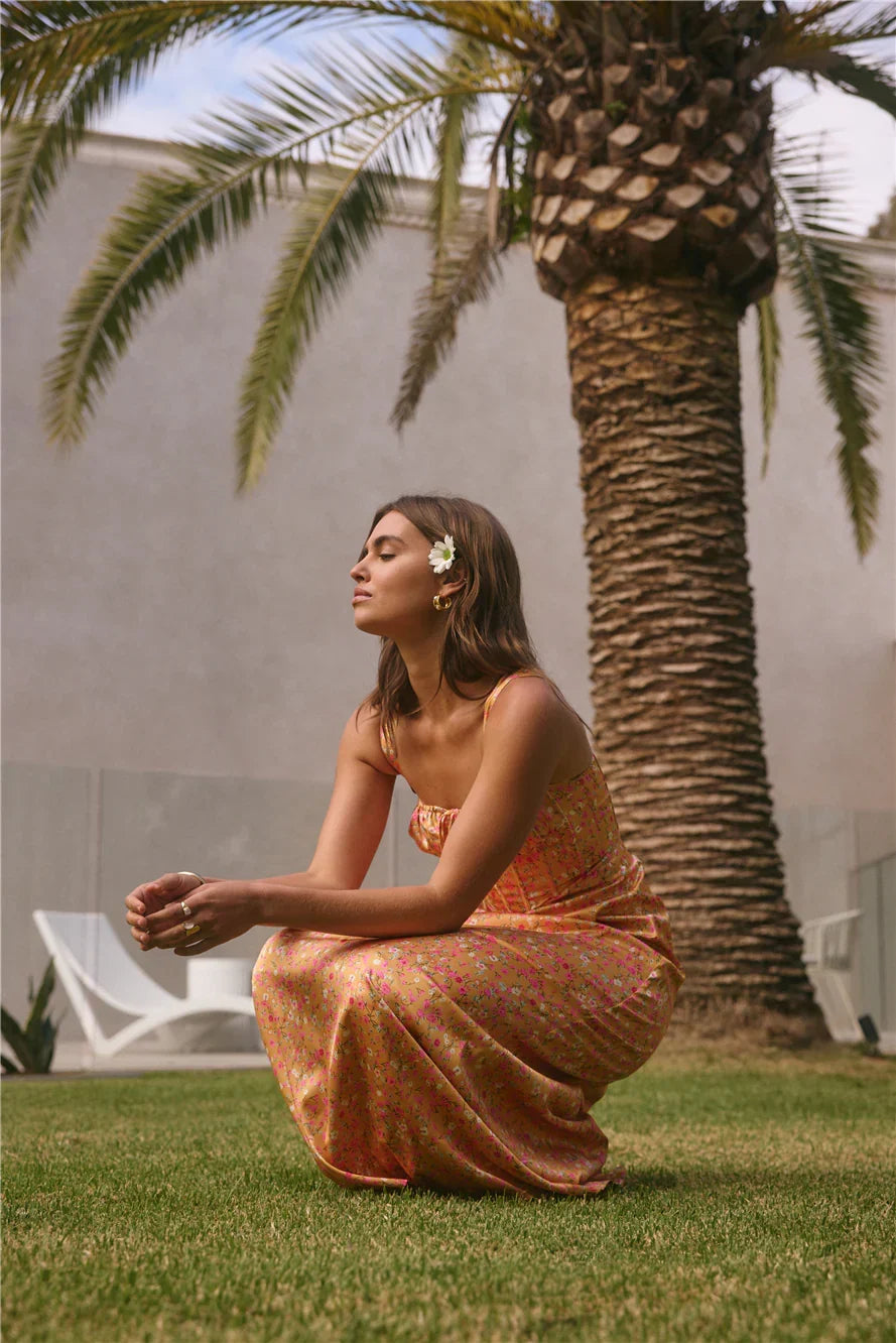 Florence Satin Maxi Dress Orange