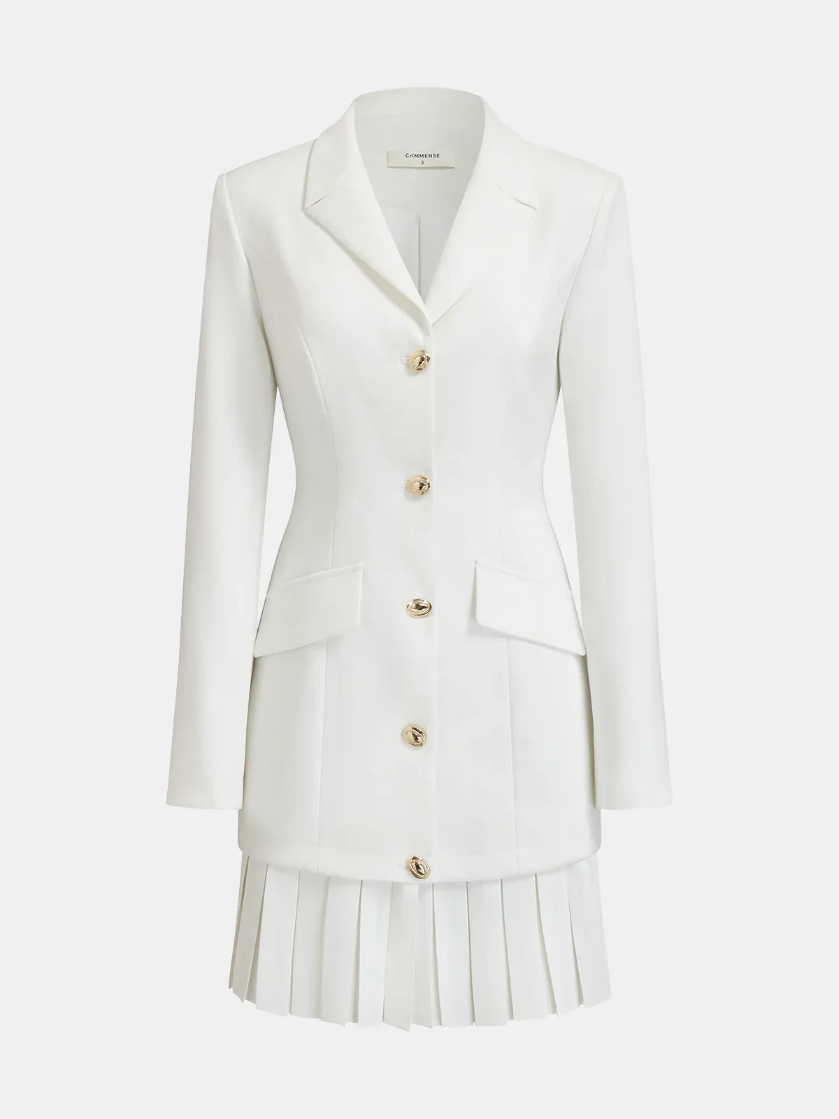 Pleated Hem Tailored Blazer Mini Dress