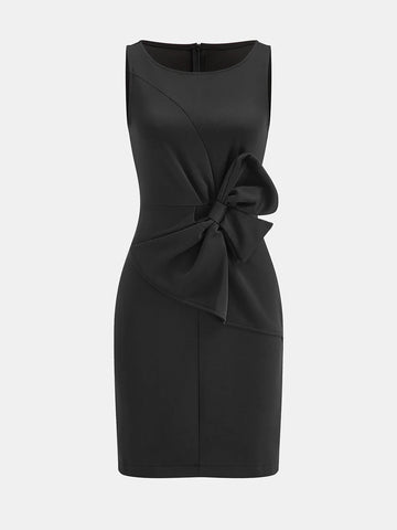 Bow-Accented Sleeveless Sheath Dress