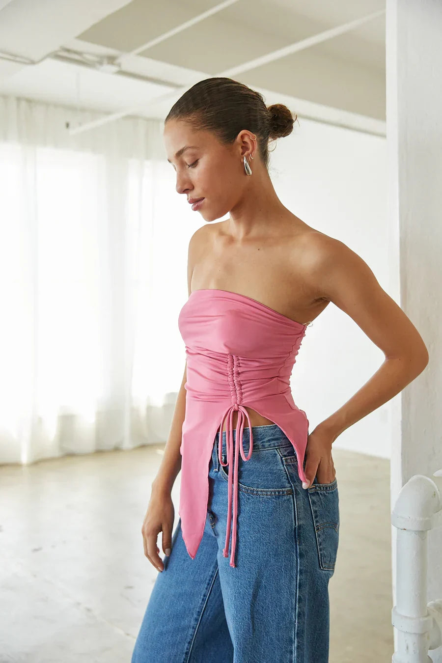 Gia Asymmetrical Cinch Tube Top