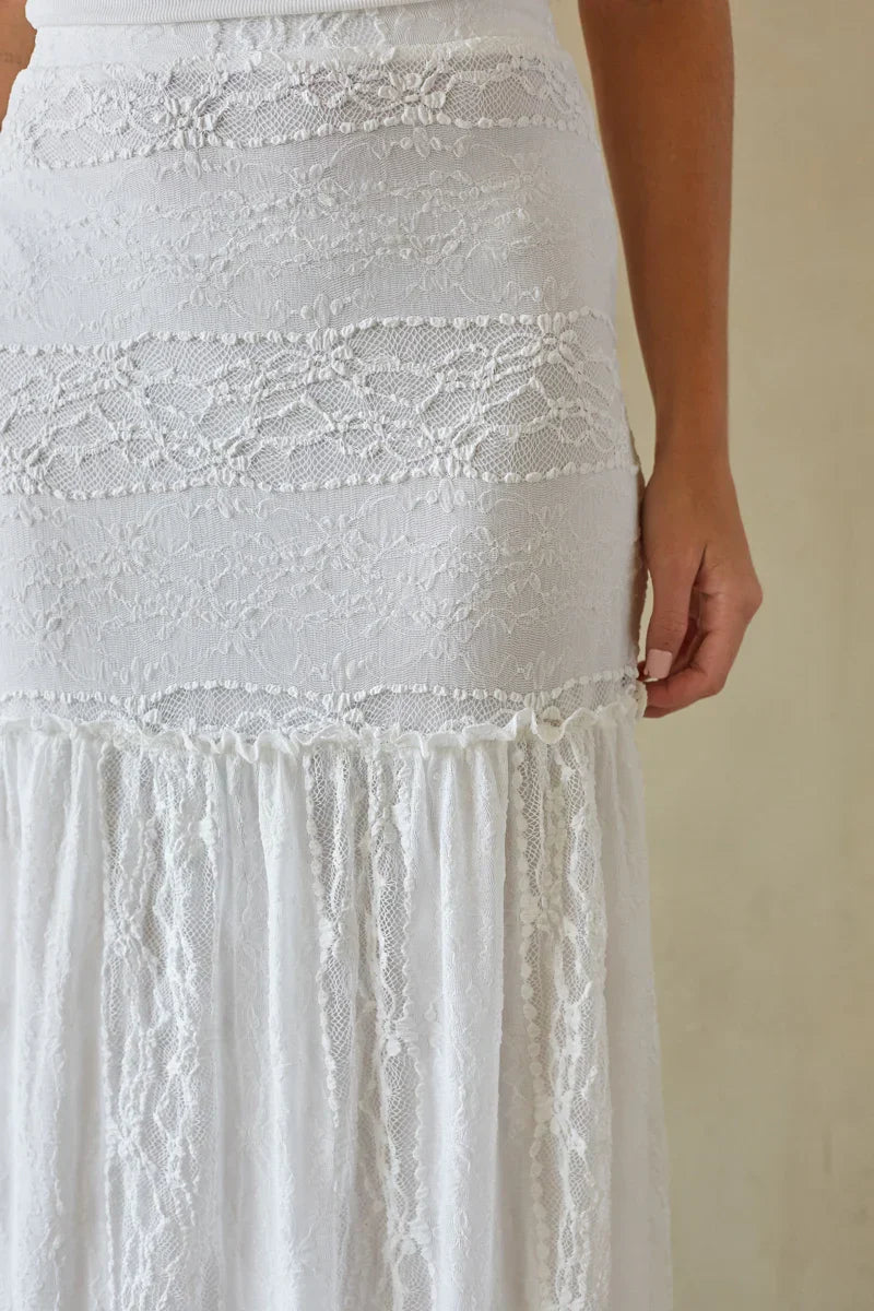 Fawn Lace Tiered Maxi Skirt