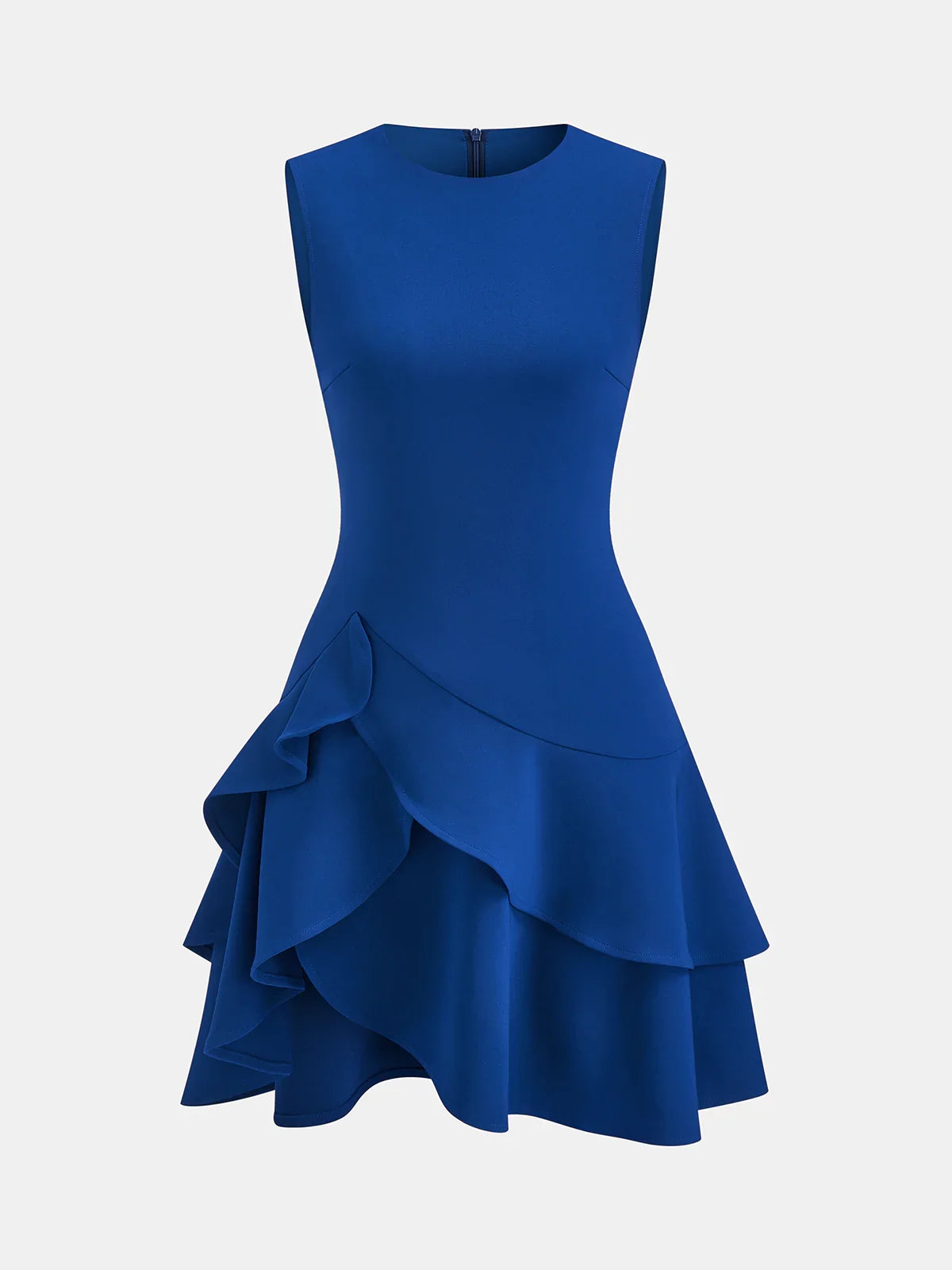 Asymmetric Ruffle Hem Sleeveless Mini Dress