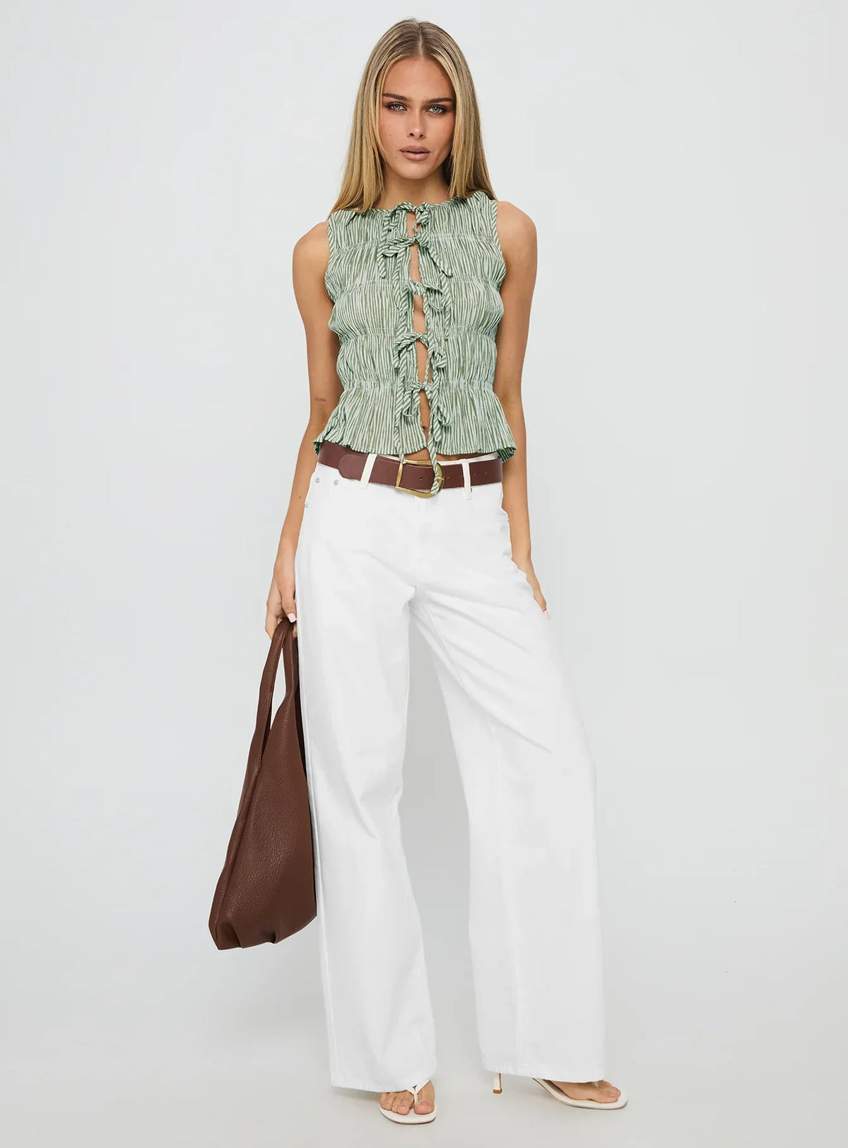 Serenitia Mid Rise Relaxed Jeans White Wash
