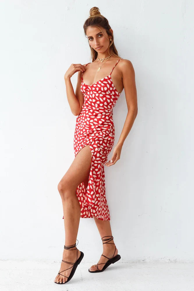 Next Flight Home Midi Dress Red