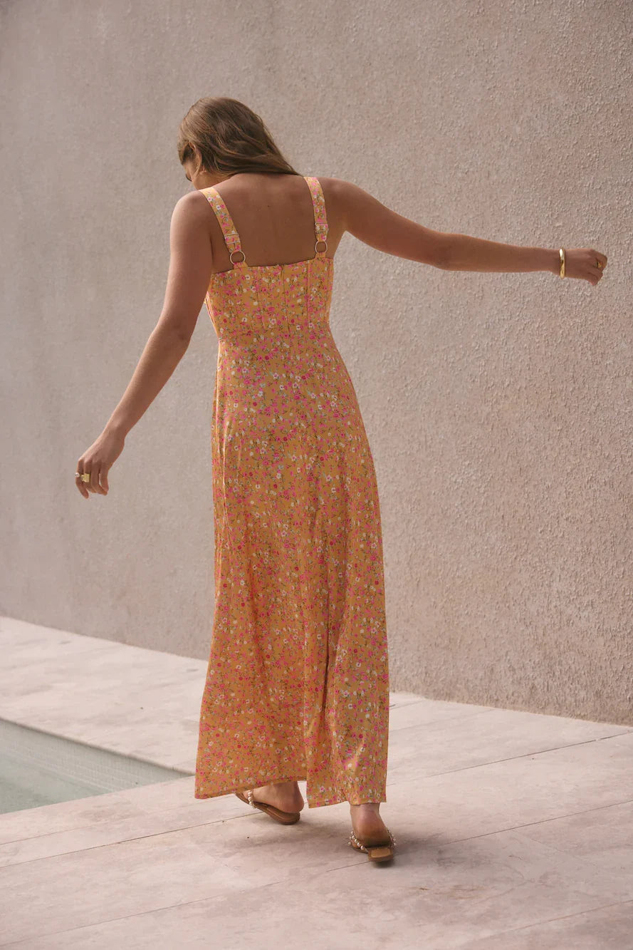 Florence Satin Maxi Dress Orange