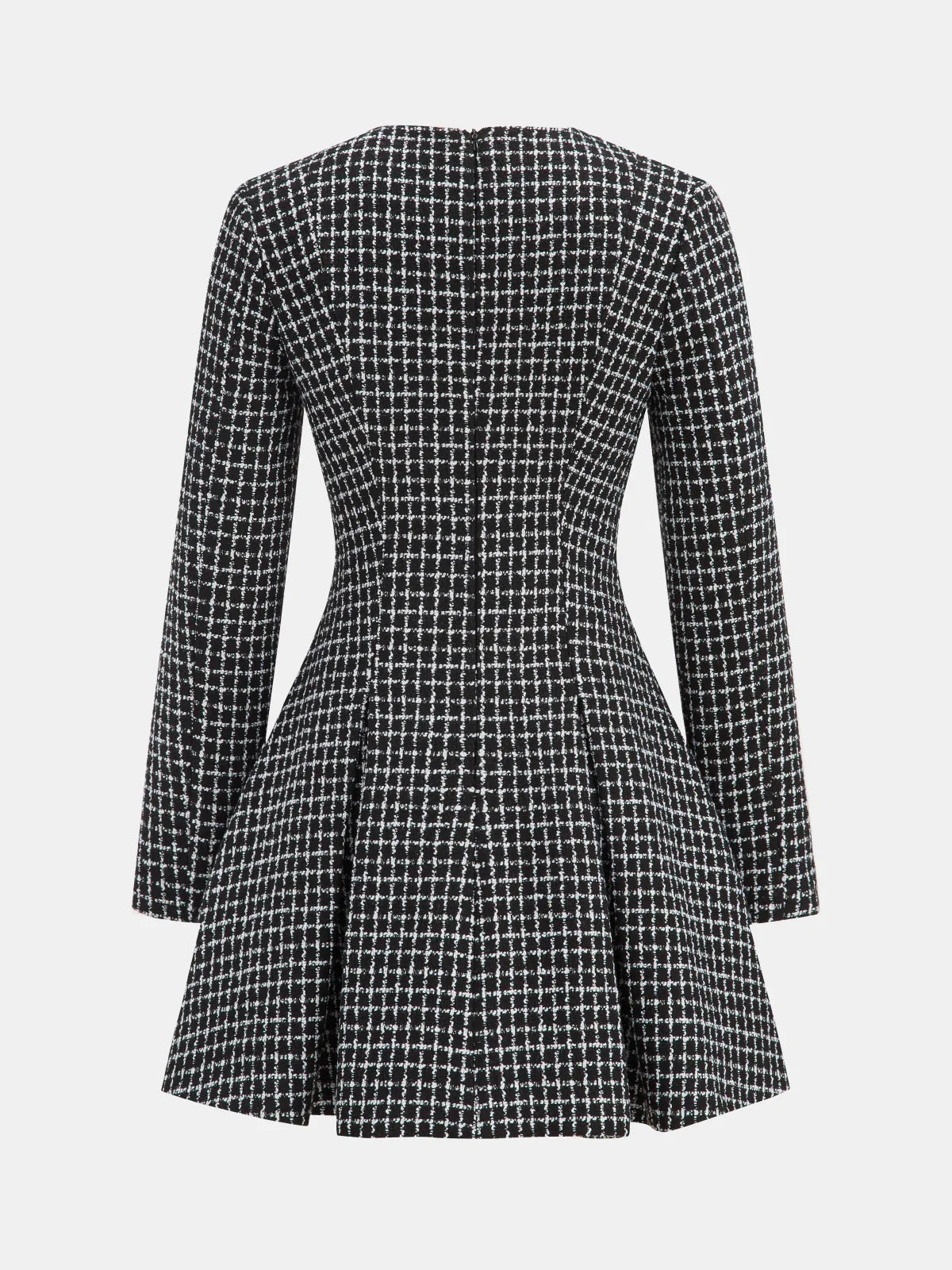 Plaid Metal Button A-Line Mini Dress