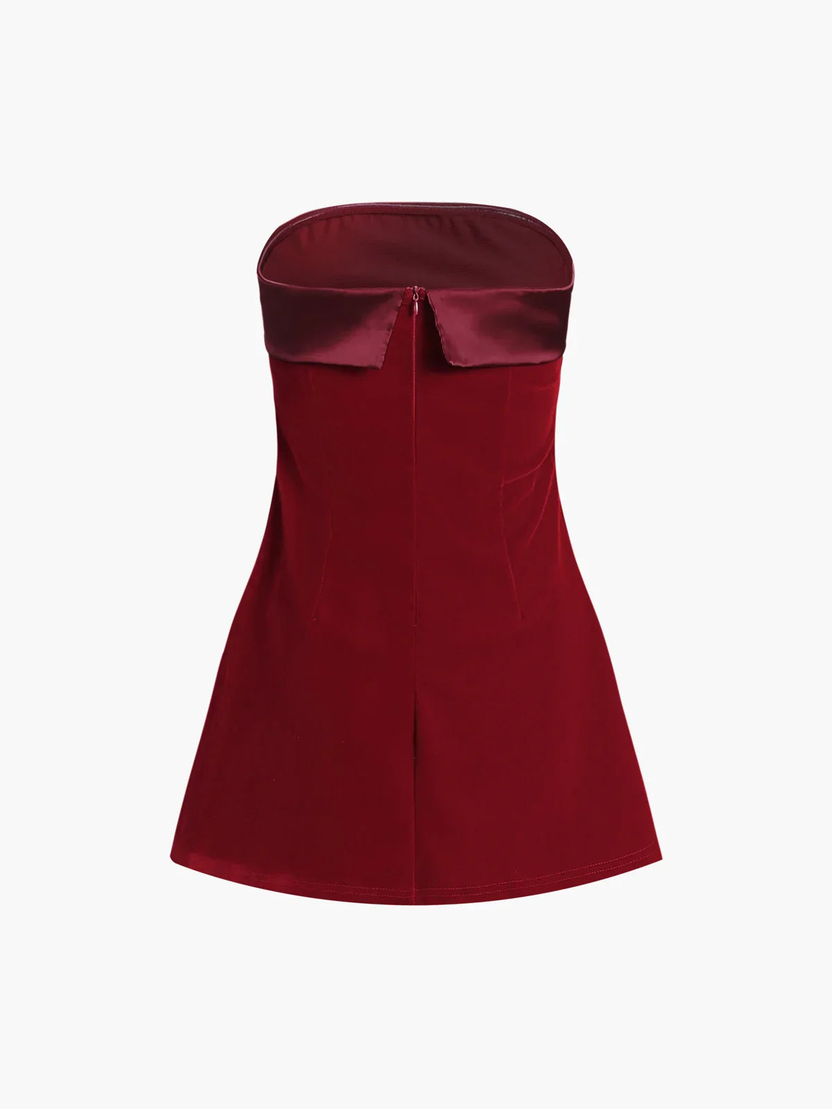 Satin Velvet Strapless Short Dress