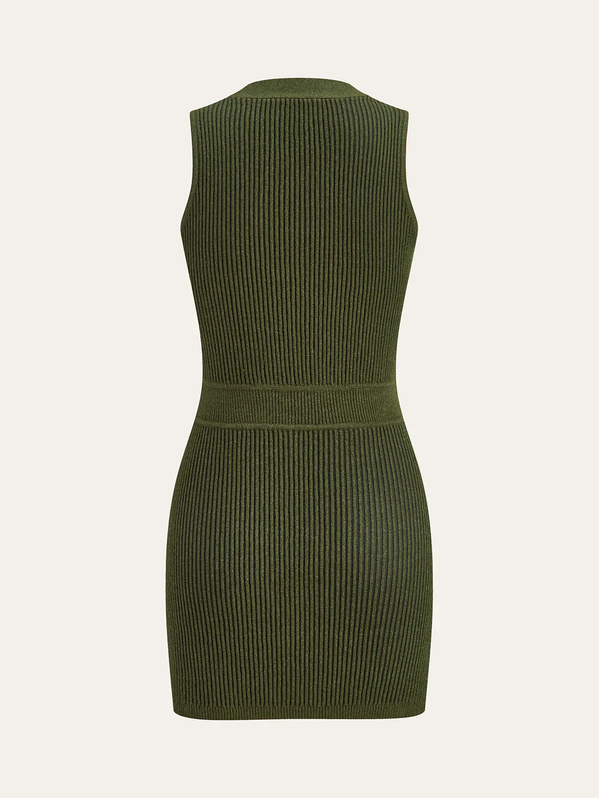 Sleeveless Textured Buttoned Fitted Sweater Dress