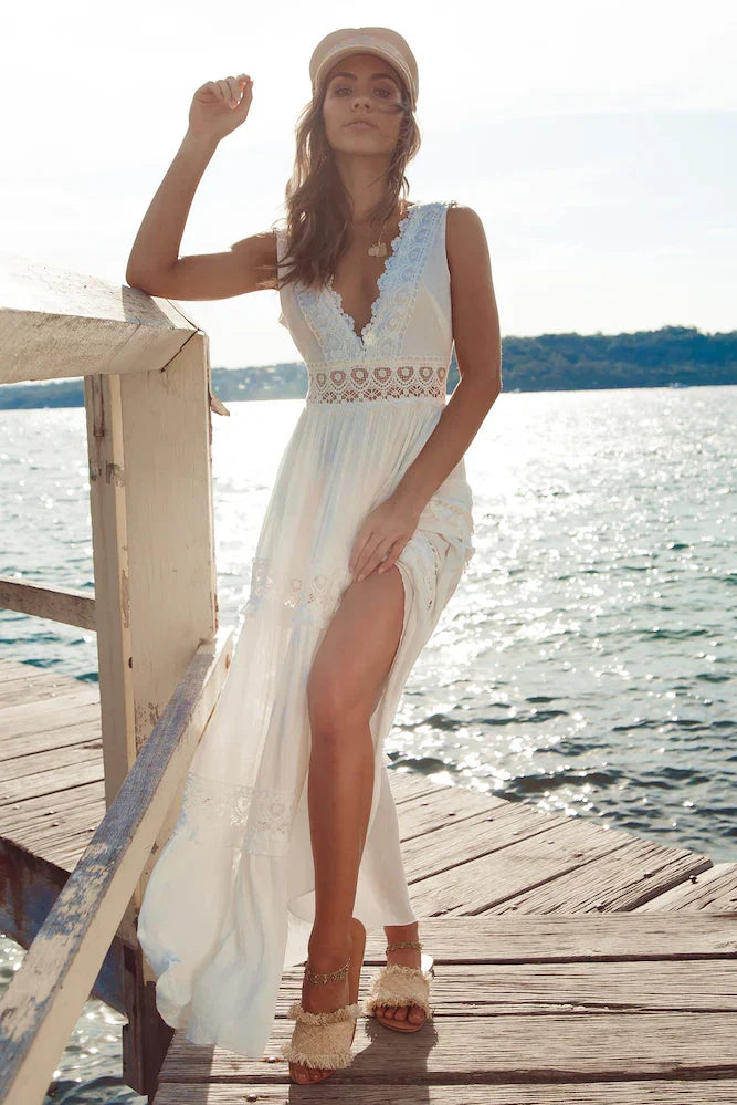Playing Games Maxi Dress White