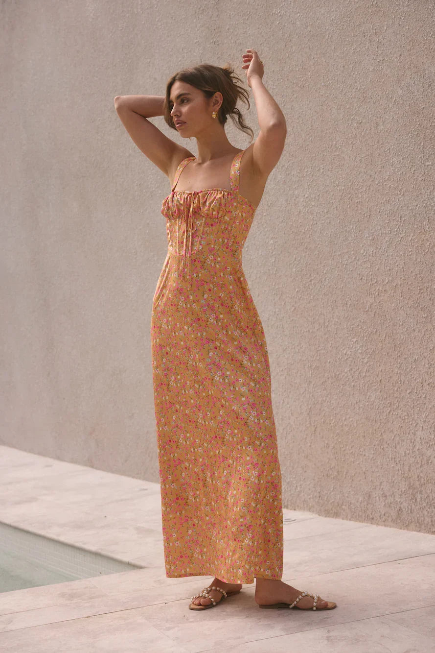 Florence Satin Maxi Dress Orange