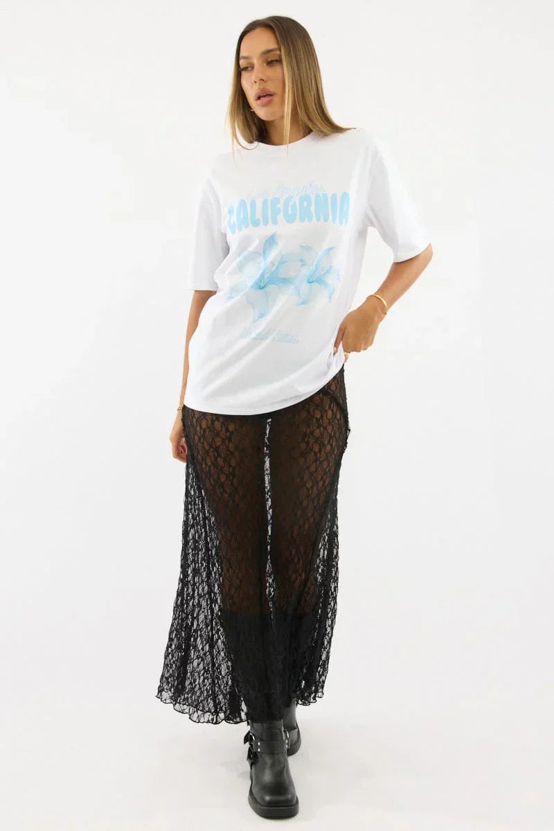 Black Lace Maxi Skirt High Rise