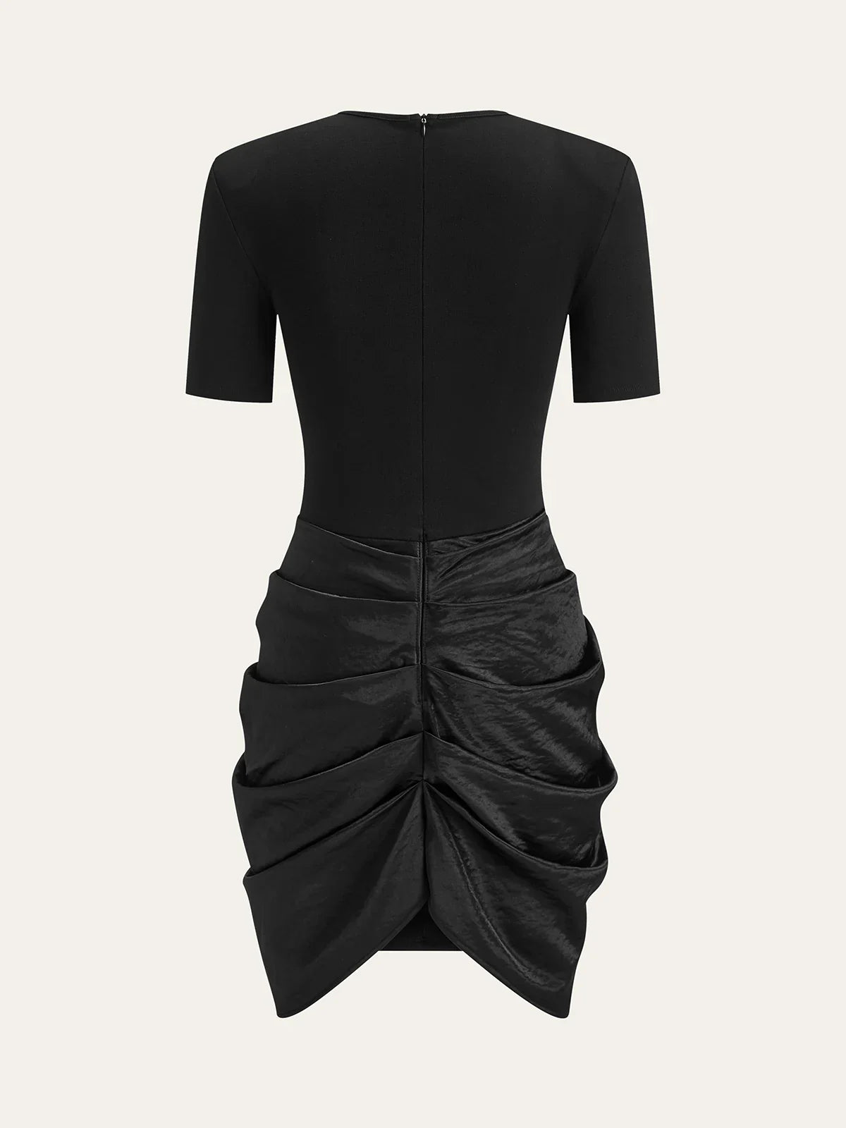 Short Sleeve Ruched Metal Buckle Dress