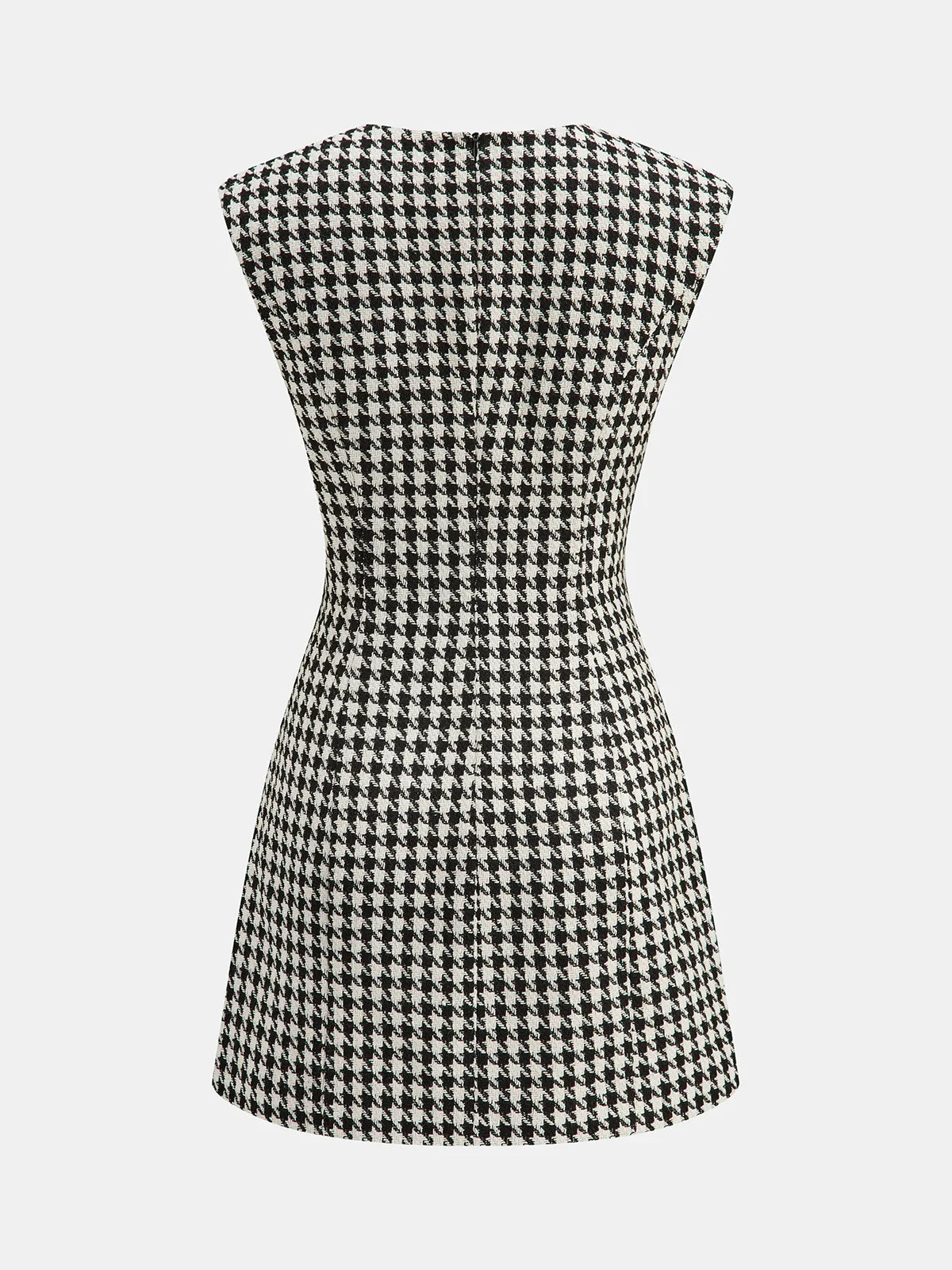 Houndstooth Tweed Mini Dress with Horsebit Detail