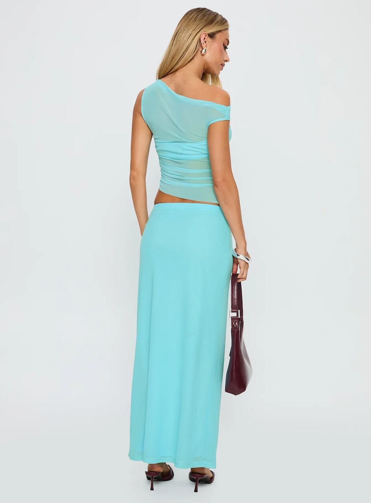 Aristocrat One Shoulder Mesh Set Blue