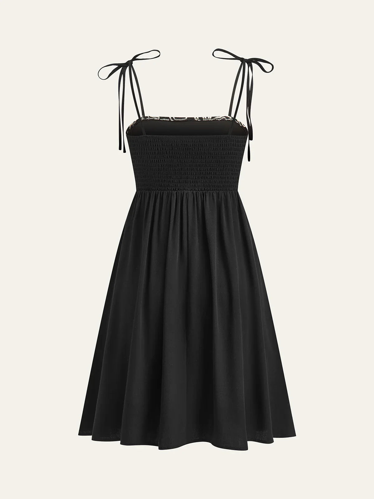 Embroidered Midi Dress with Tie-Up Straps