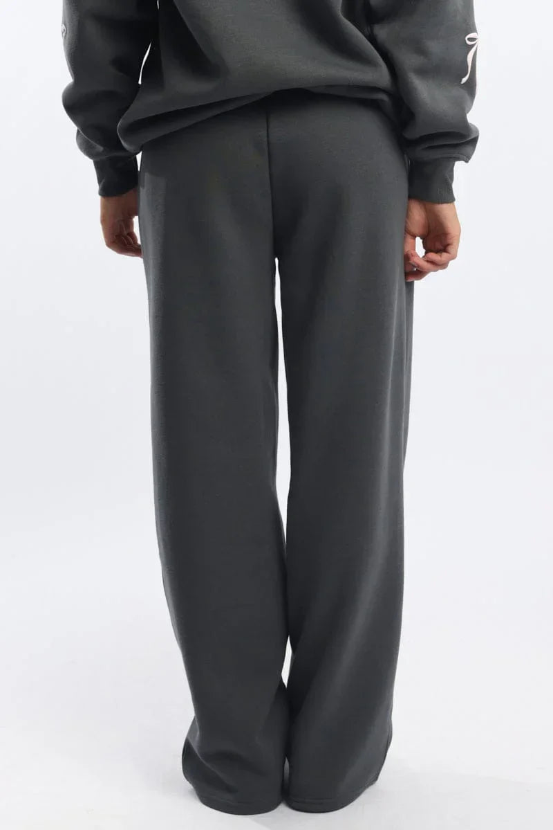 Grey Track Pants Wide Leg