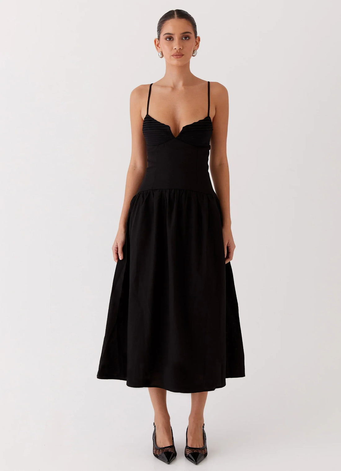 Louvelle Linen Maxi Dress - Black