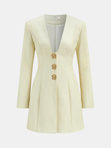 Floral Metal Button Faux Leather Mini Dress
